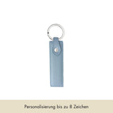 Schlüsselanhänger Classic Glattleder | Eisblau & Silber - personalisiert mit Namen | MERSOR